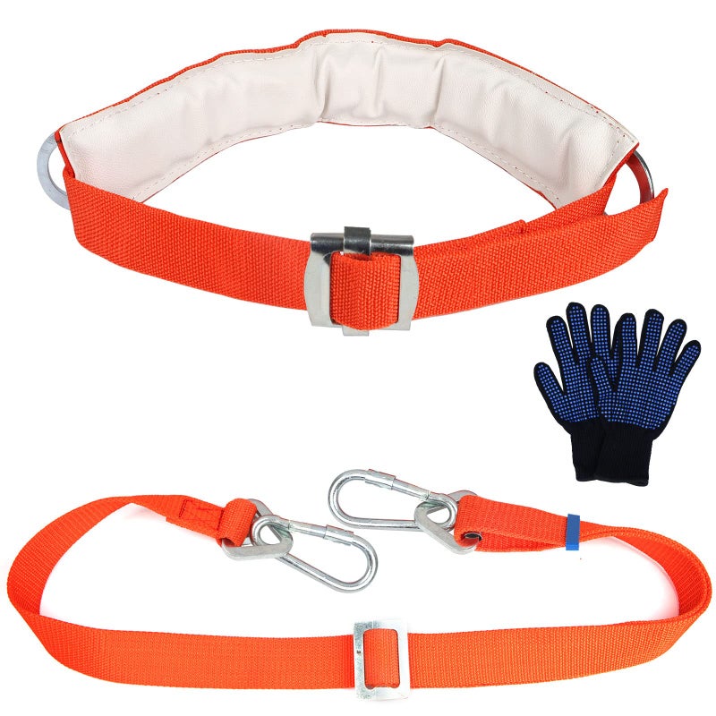TT TRSMIMA Safety Belt with Adjustable Lanyard - Tree Climbing Belt Harness with Fall Protection  Ladder Safety Harness and Sports Gloves - Image 1